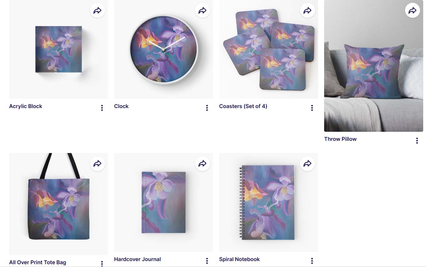 Wildflower designs  design on clock, bags, notebooks